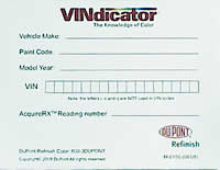 VINdicator vehicle VIN color matching system.